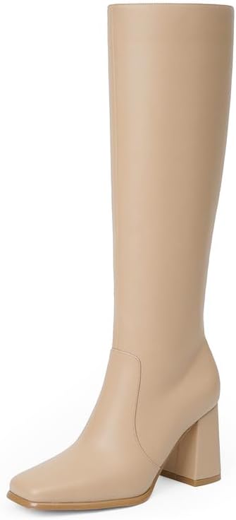 Modatope Knee High Boots for Women with Chunky Heel Design