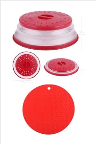 8 Inch Silicone Microwave Cover & Mat Set, Red