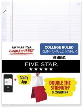Reinforced Loose Leaf Paper + Study App, Ink-Bleed Resistant