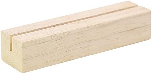 UNIQOOO 50 Pack Oak Wood Table Number Stands for Events