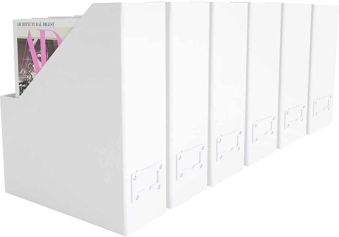 Stylish Foldable White Magazine File Holder Set for Organizing