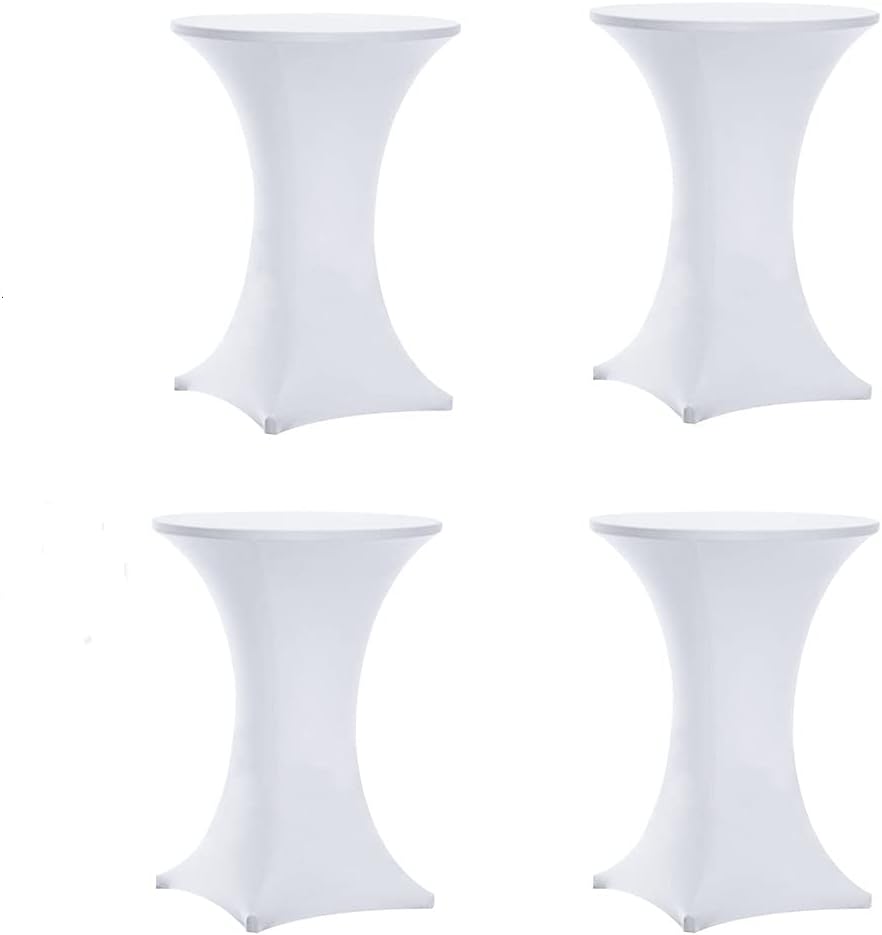 Fitted Stretch White Table Covers 30x42 Inch - Set of 4