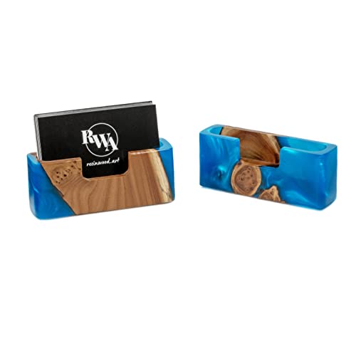 RWA Business Card Display Stand - Unique Wooden Desk Organizer