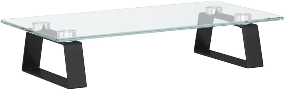 vidaXL Black Tempered Glass Monitor Riser for Ergonomic Comfort