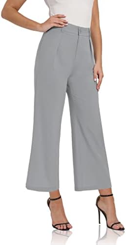 Siliteelon Women High Waist Casual Wide Leg Long Palazzo Pants