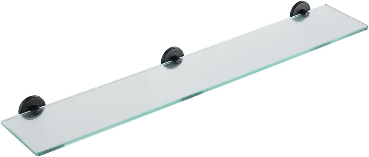 JQK Bathroom Glass Shelf Black for Stylish Shower Storage