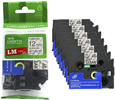 6/Pack LM Tapes - Premium 1/2 Black Print on Matte Clear Labels
