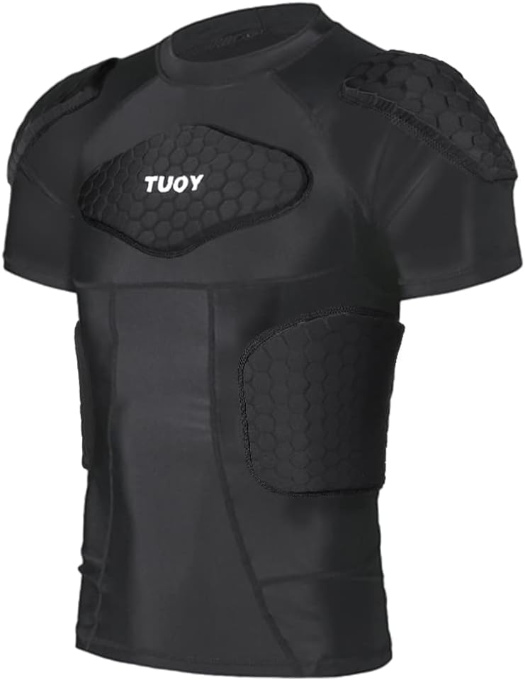 TUOY Men's Padded Compression Shirt for Football and Sports