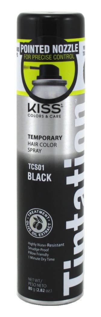 Kiss Tintation Temporary Color Spray Black - 6 Pack for Easy Use