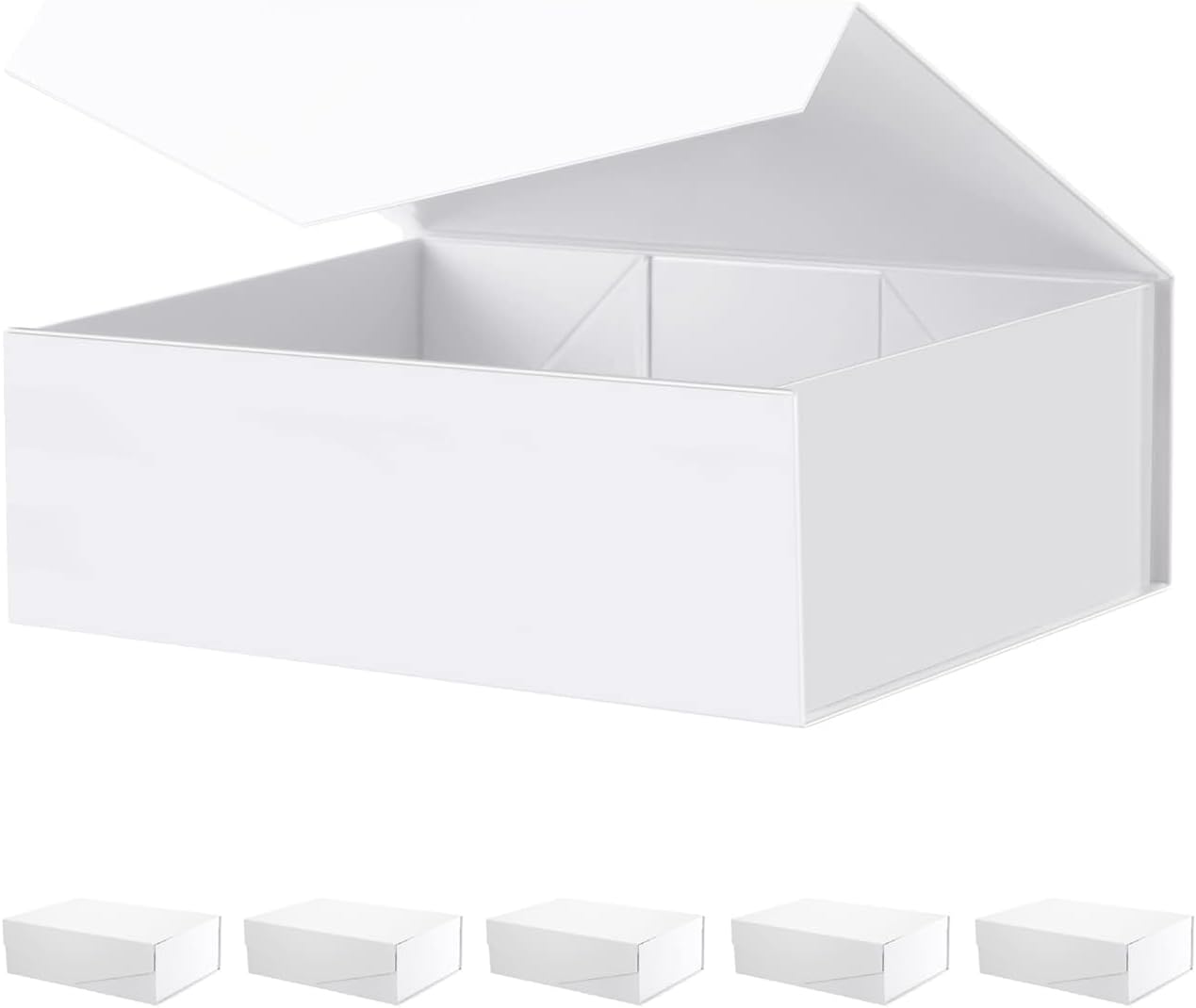 Large White Collapsible Gift Boxes with Magnetic Closure Lids
