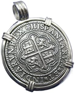 Large Round Sterling Silver Replica Shipwreck Pirate Coin Pendant