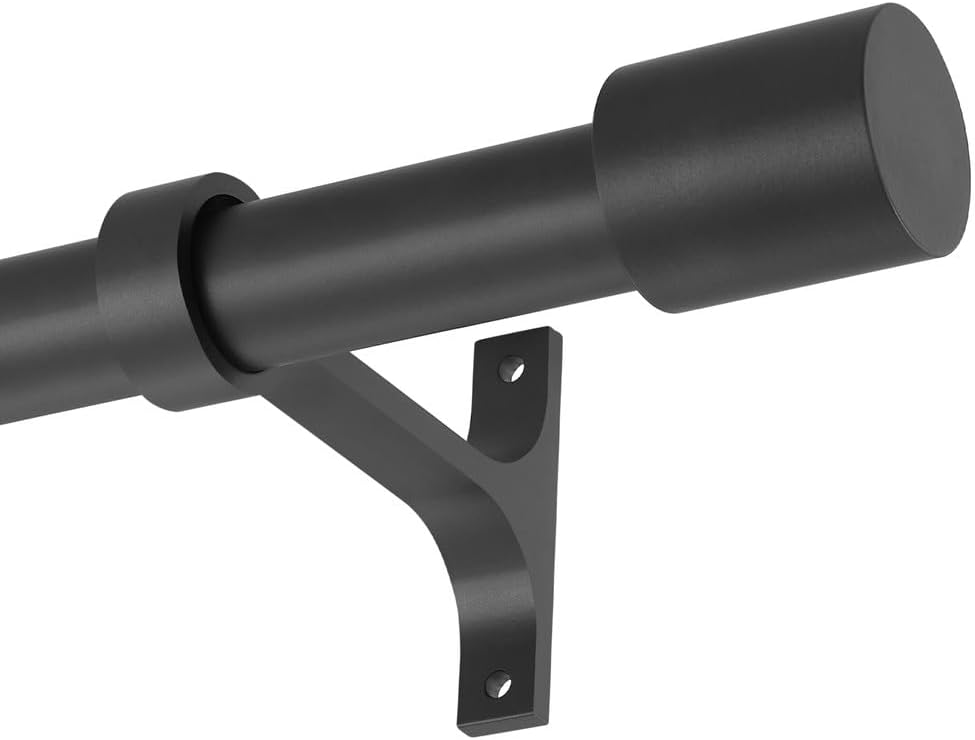 Matte Black Curtain Rods with Cap Finials for Stylish Windows