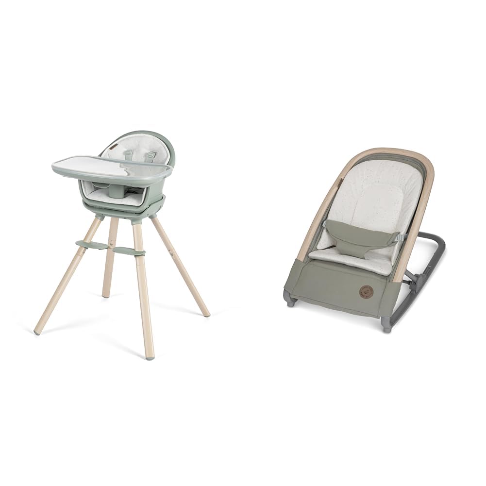 Maxi-Cosi Moa 8-in-1 Highchair and Kori Rocker in Classic Green