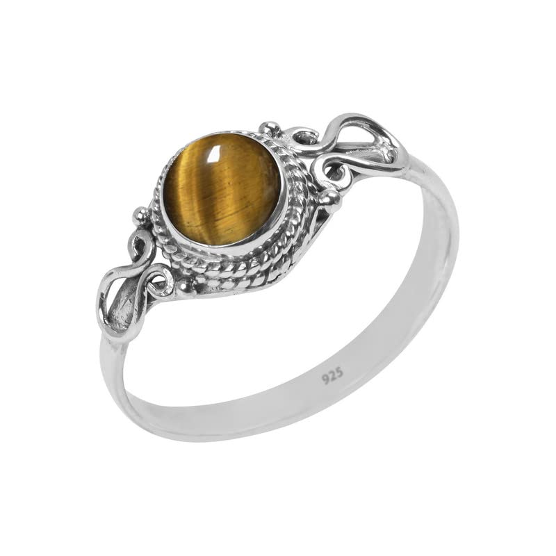 Handmade 925 Sterling Silver Tiger Eye Stone Ring for Women