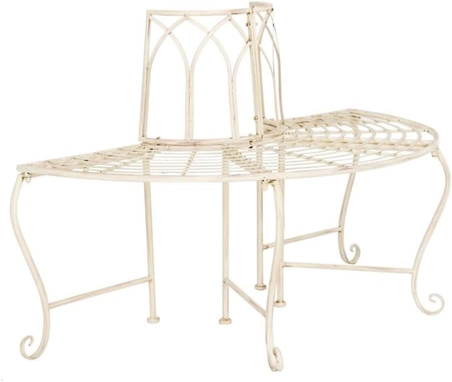 SAFAVIEH PAT5018A Abner Antique White Wrought Iron Garden Bench