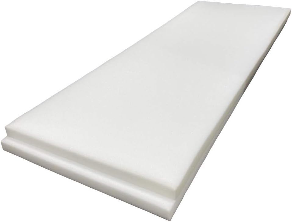 High Density Upholstery Foam Cushion 1in x 24in x 72in (2 Pack)