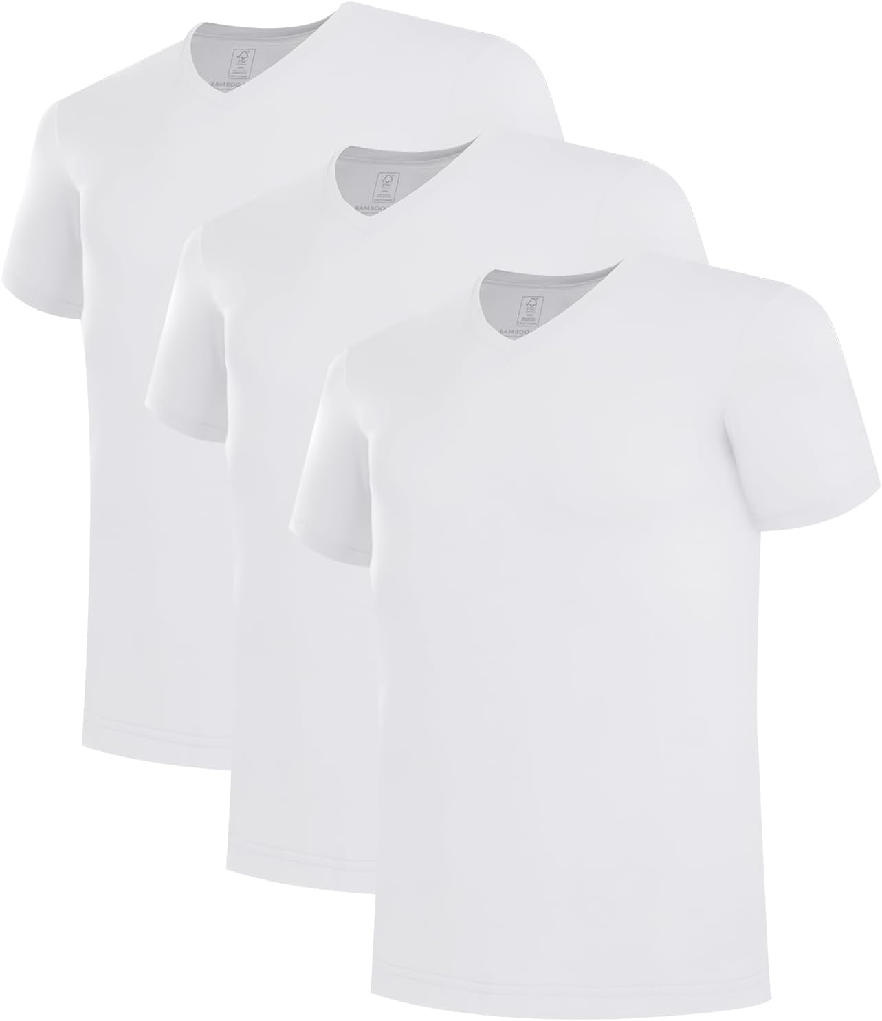 Bamboo Cool Mens Undershirts Slim Fit V-Neck/Crewneck 3 Pack