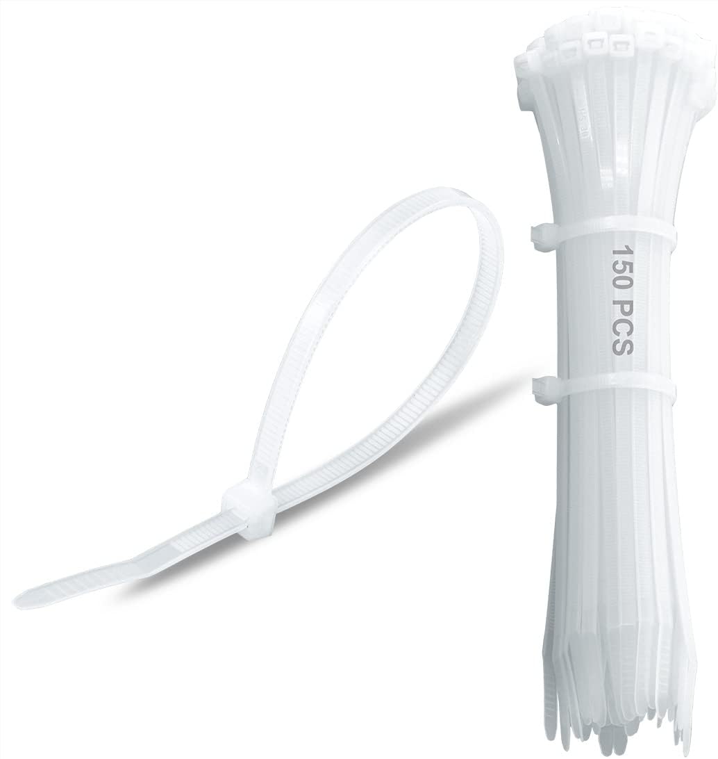 Wahsure 150pc 12in Clear Cable Ties - Securely Organize Cords 50lbs