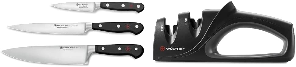 WUSTHOF Classic 3-Piece Chef's Knife Set with Sharpener