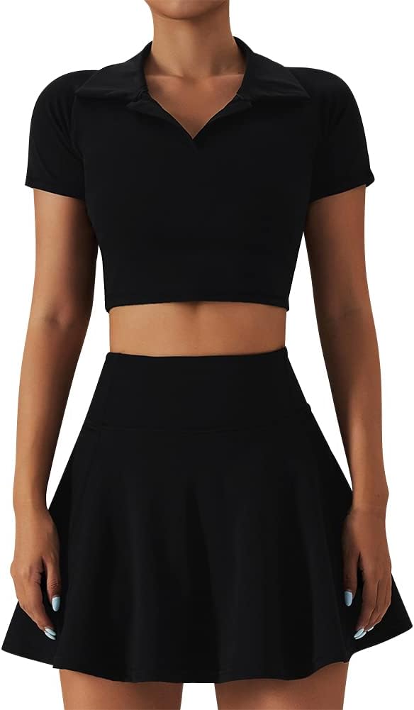 2 Piece Tennis Dress for Women with High Waist Pleated Skirt