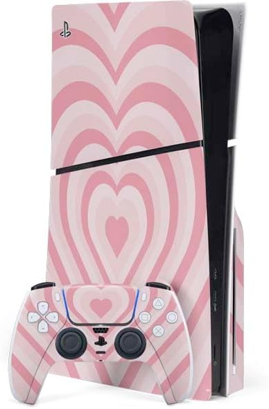 PS5 Slim Skin: Pink Heart Pattern - Stylish Protection