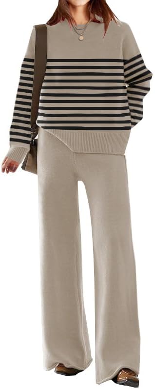 Elegant Womens Lounge Sets Knitted Sweatsuit 2 Piece Outfits