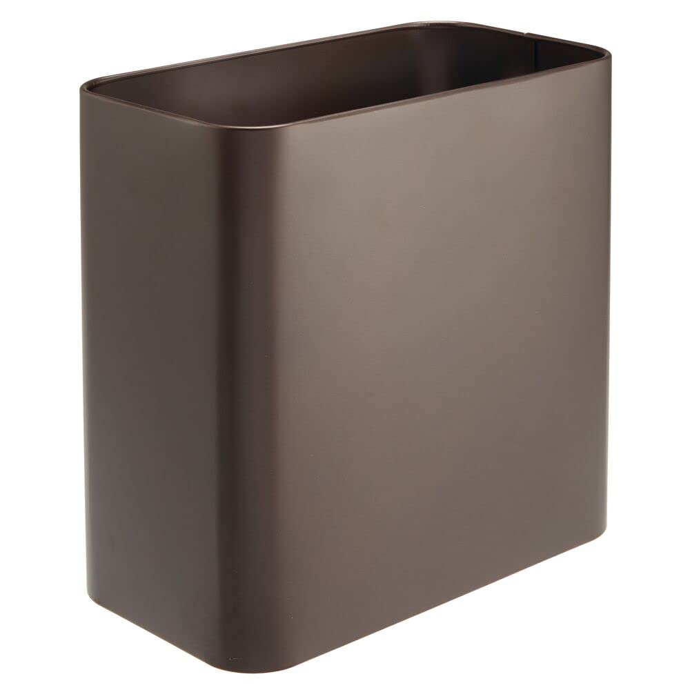 mDesign Small Metal Trash Can for Bathroom - Bronze Waste Bin