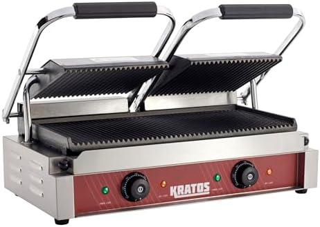 Kratos Commercial Electric Panini Grill with Grooved Plates