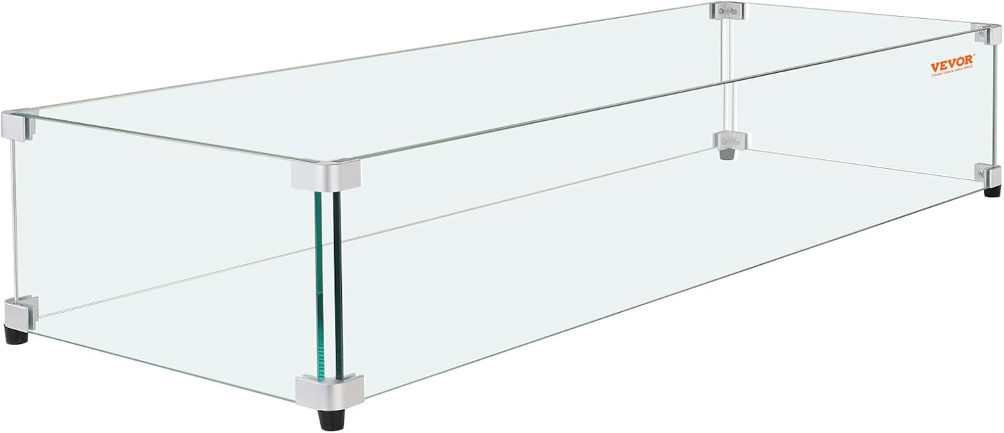 Glass Wind Guard for Rectangular Fire Pit Table - Durable Design