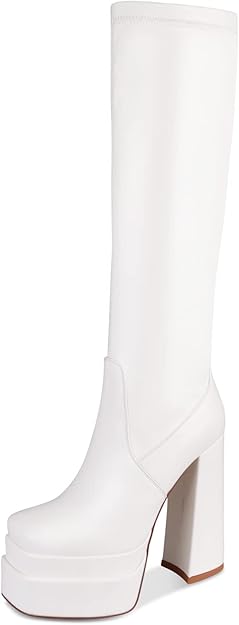 Wetkiss Stacked Platform Knee High Boots for Women with Style
