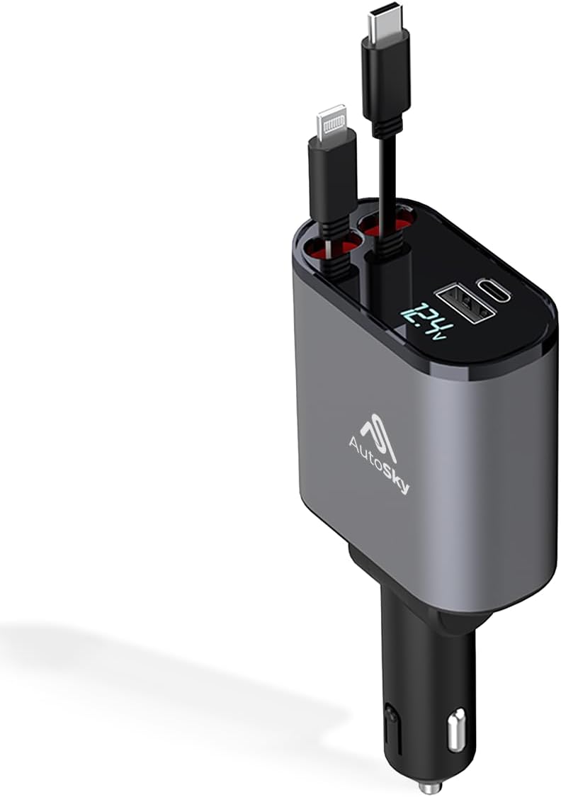 AutoSky 4-in-1 Car Charger - Fast Charging for Any Phone