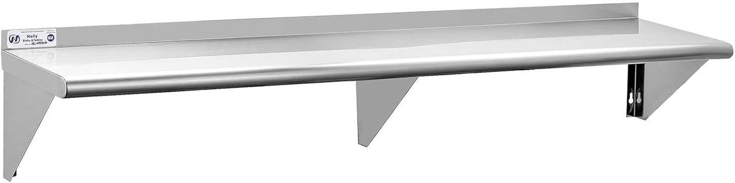 Hally Stainless Steel Shelf 12 x 72 Inches for Kitchen and Restaurant