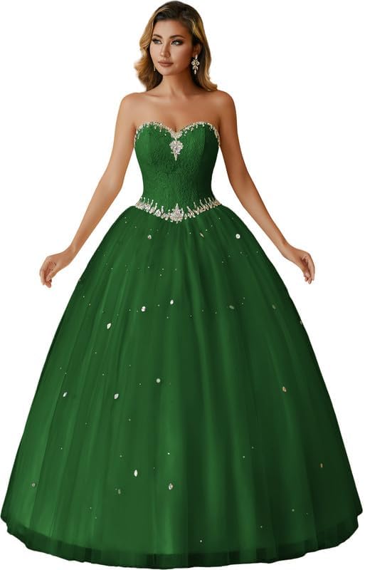 Women's Sweetheart Ball Gown Tulle Quinceanera Dresses for Prom