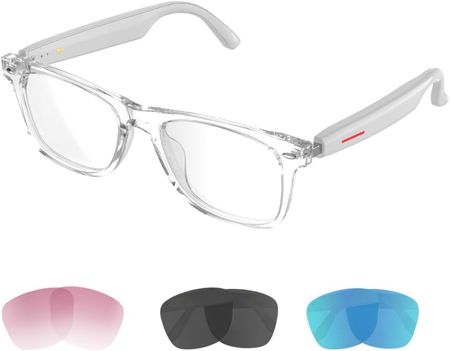 IVY Smart Bluetooth Audio Glasses - Blue Light Blocking & Sunglasses - White Frame