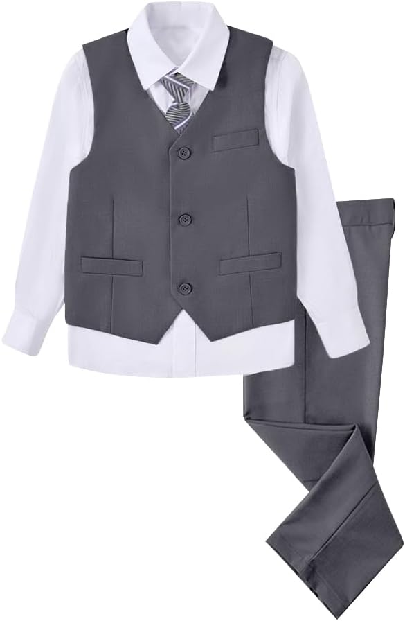 Boys 4 Pieces Suits Slim Fit Kids Outfits for Formal Dresswear