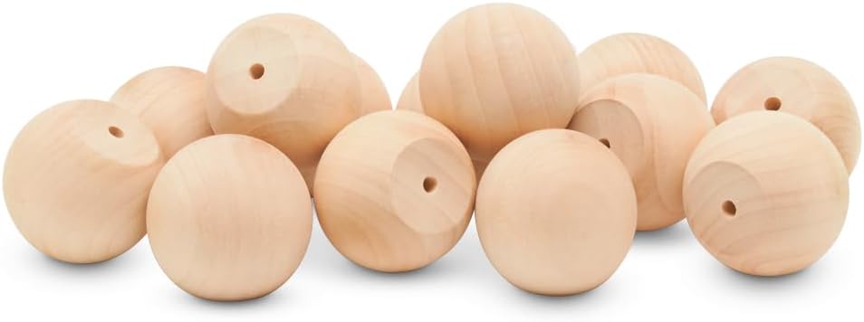 Natural Wood Drawer Pulls - 1-3/4 Inch Round Knobs Pack of 50