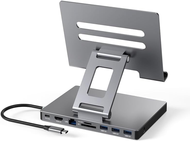 iPad Pro USB C Hub Stand: 9-in-1 Adapter for M4 M2 Devices