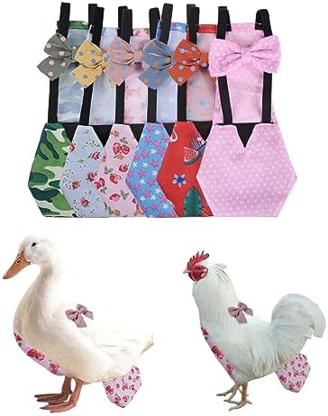6-pc Washable Chicken Diapers Set for Bantam Hens