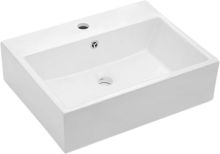 Lordear Floating Bathroom Sink Wall Mounted 21x16 White Porcelain