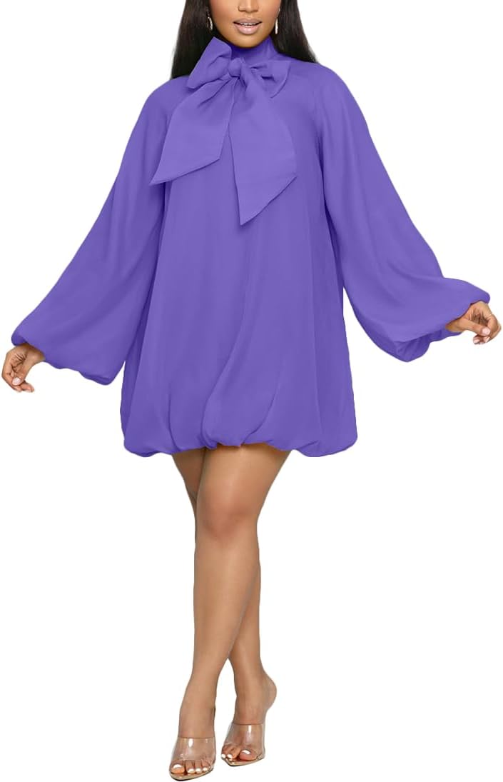 Yanfoam Women's Puff Long Sleeve Sweetheart Dress for Parties
