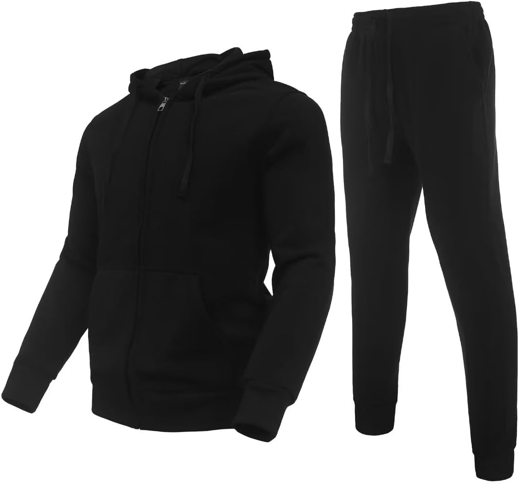 Tracksuit for Men 2 Pieces Fleece Hooded Outfit for Sports