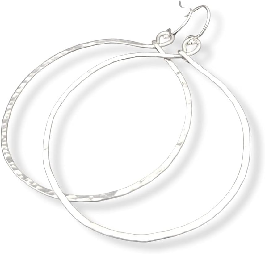 Extra Large Hoop Earrings in Hammered Sterling Silver XL Style