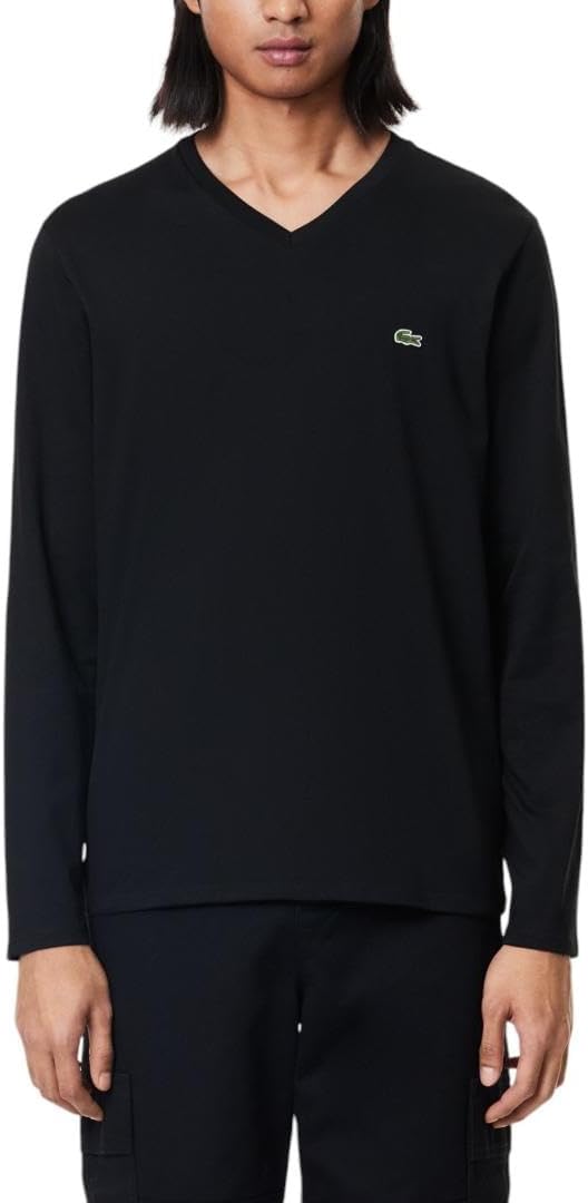 Lacoste Men's Long Sleeve V-neck T-shirt for Ultimate Comfort