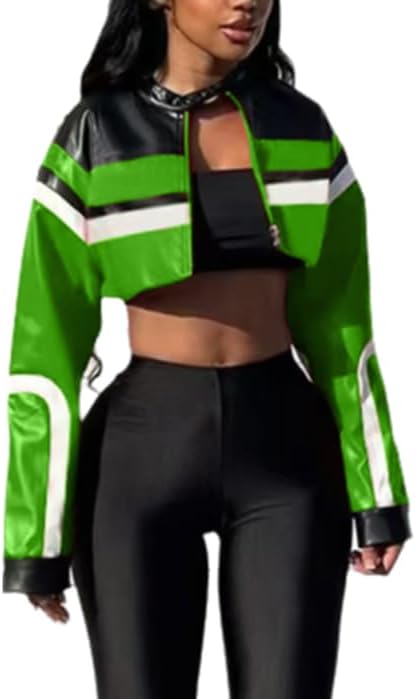 Stylish Cropped Leather Jacket for Women - Perfect for Biking