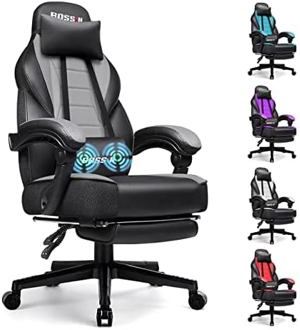 BOSSIN Gaming Chair with Massage and Ergonomic Design for Comfort