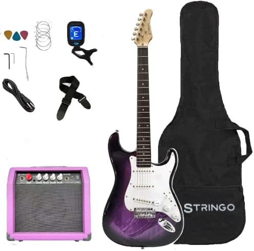 Purple Electric Guitar Beginner Kit with 20W Amplifier and More