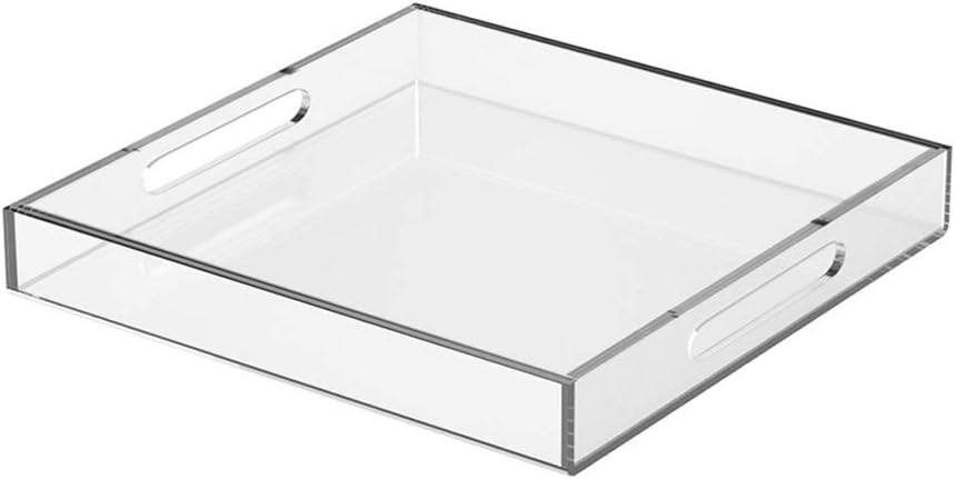 NIUBEE Acrylic Serving Tray 15x15 Inches - Clear Decorative Tray