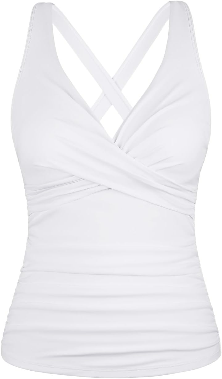 Hilor Women's Underwire Tankini Top for Tummy Control Swimwear