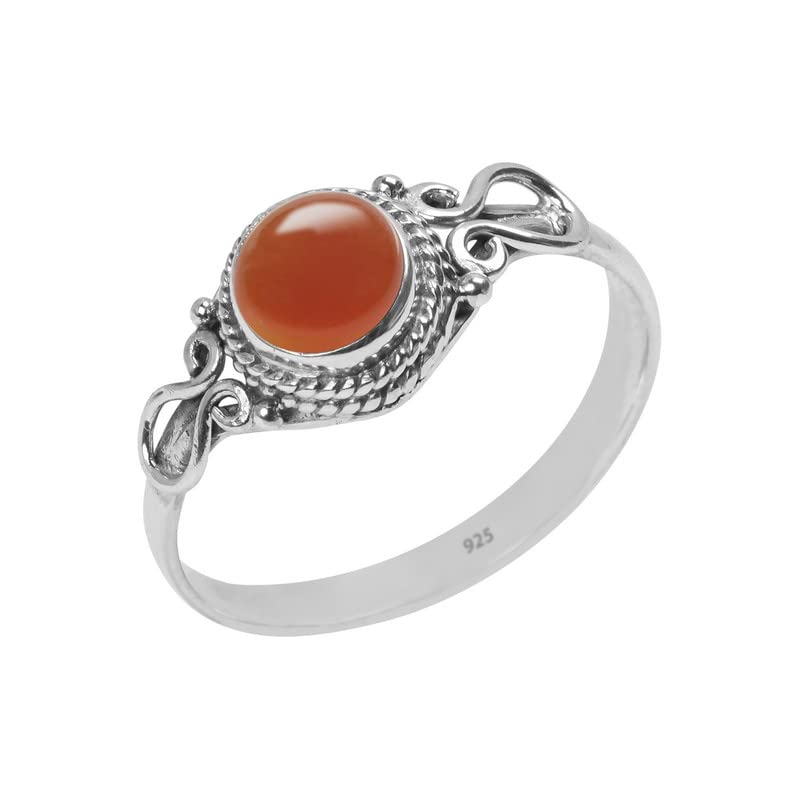 Handmade Carnelian Stone Ring in 925 Sterling Silver for Women