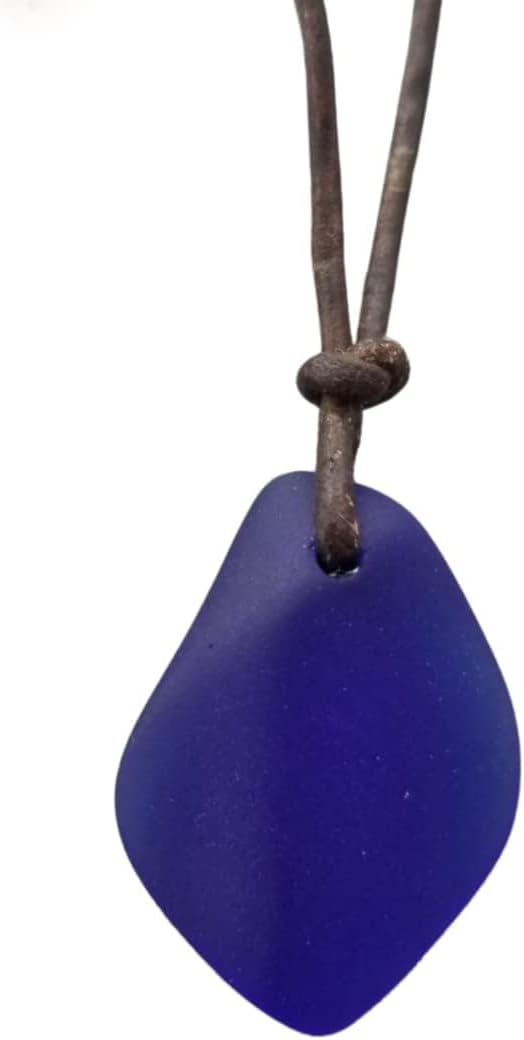 Handmade Leather Cord Puff Sea Glass Necklace for Unique Style